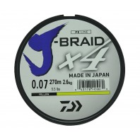 Леска плетеная DAIWA "J-Braid X4" 0,07мм 270 (желтая)